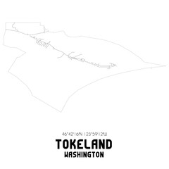 Tokeland Washington. US street map with black and white lines.