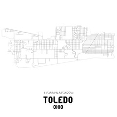 Toledo Ohio. US street map with black and white lines.