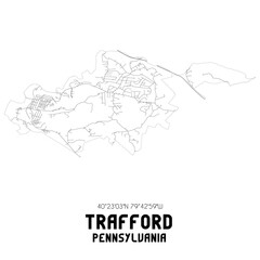 Trafford Pennsylvania. US street map with black and white lines.