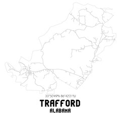 Trafford Alabama. US street map with black and white lines.
