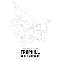 Traphill North Carolina. US street map with black and white lines. © Rezona