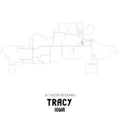 Tracy Iowa. US street map with black and white lines.