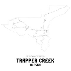 Trapper Creek Alaska. US street map with black and white lines.