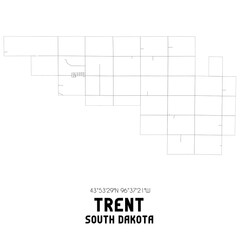 Trent South Dakota. US street map with black and white lines.