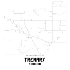 Trenary Michigan. US street map with black and white lines.