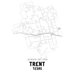 Trent Texas. US street map with black and white lines.