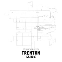 Trenton Illinois. US street map with black and white lines.