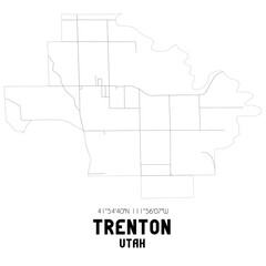 Trenton Utah. US street map with black and white lines.