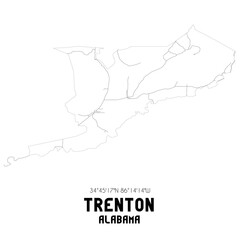 Trenton Alabama. US street map with black and white lines.