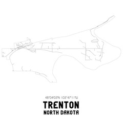 Trenton North Dakota. US street map with black and white lines.
