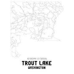 Fototapeta na wymiar Trout Lake Washington. US street map with black and white lines.