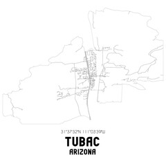 Tubac Arizona. US street map with black and white lines.