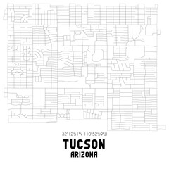 Fototapeta premium Tucson Arizona. US street map with black and white lines.