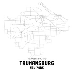 Trumansburg New York. US street map with black and white lines.