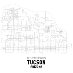 Tucson Arizona. US street map with black and white lines.