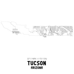 Tucson Arizona. US street map with black and white lines.