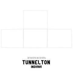 Tunnelton Indiana. US street map with black and white lines.
