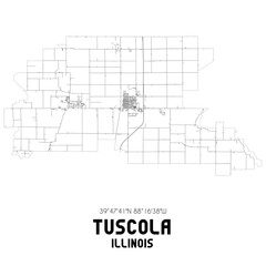 Tuscola Illinois. US street map with black and white lines.