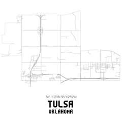 Tulsa Oklahoma. US street map with black and white lines.