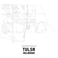 Tulsa Oklahoma. US street map with black and white lines.