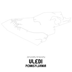 Uledi Pennsylvania. US street map with black and white lines.