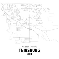 Twinsburg Ohio. US street map with black and white lines.