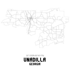 Unadilla Georgia. US street map with black and white lines.