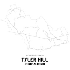 Tyler Hill Pennsylvania. US street map with black and white lines.