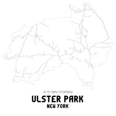 Ulster Park New York. US street map with black and white lines.