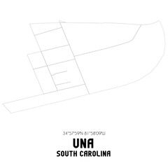 Una South Carolina. US street map with black and white lines.