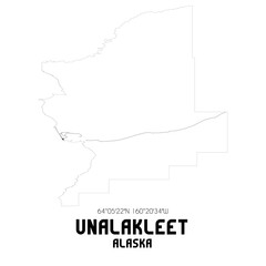 Unalakleet Alaska. US street map with black and white lines.
