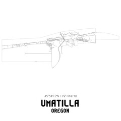 Umatilla Oregon. US street map with black and white lines.