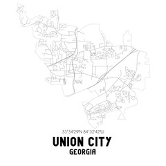 Union City Georgia. US street map with black and white lines.