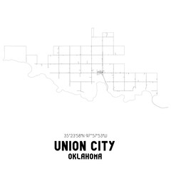 Union City Oklahoma. US street map with black and white lines.