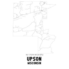 Upson Wisconsin. US street map with black and white lines.