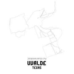 Uvalde Texas. US street map with black and white lines.