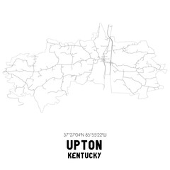 Upton Kentucky. US street map with black and white lines.