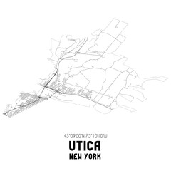 Obraz premium Utica New York. US street map with black and white lines.