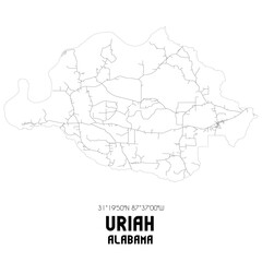 Uriah Alabama. US street map with black and white lines.