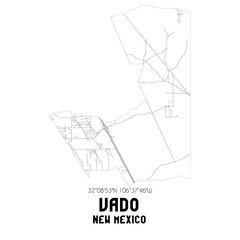 Vado New Mexico. US street map with black and white lines.