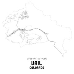 Vail Colorado. US street map with black and white lines.