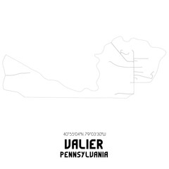 Valier Pennsylvania. US street map with black and white lines.