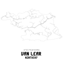 Van Lear Kentucky. US street map with black and white lines.
