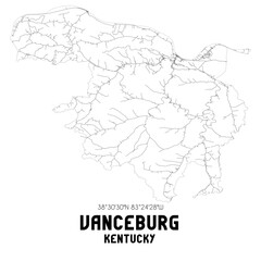 Vanceburg Kentucky. US street map with black and white lines.