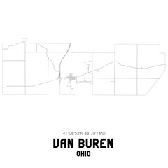 Van Buren Ohio. US street map with black and white lines.