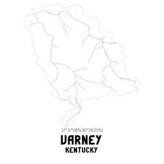 Varney Kentucky. US street map with black and white lines.