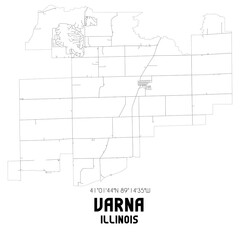 Varna Illinois. US street map with black and white lines.
