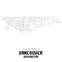 Vancouver Washington. US street map with black and white lines.