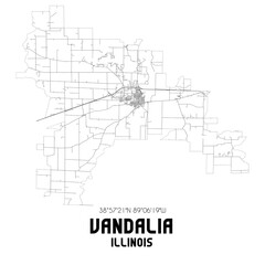 Vandalia Illinois. US street map with black and white lines.