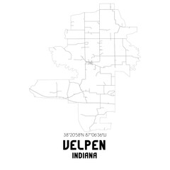 Velpen Indiana. US street map with black and white lines.